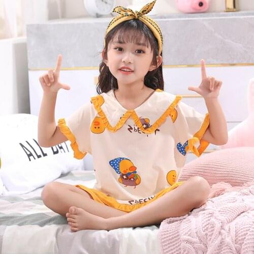 NEW Summer Children Pajamas Set Cotton Clothes Suit for Girls Short Pijama Sets Kid Wear Baby Youth Sweet Sleepwear Set Homewear