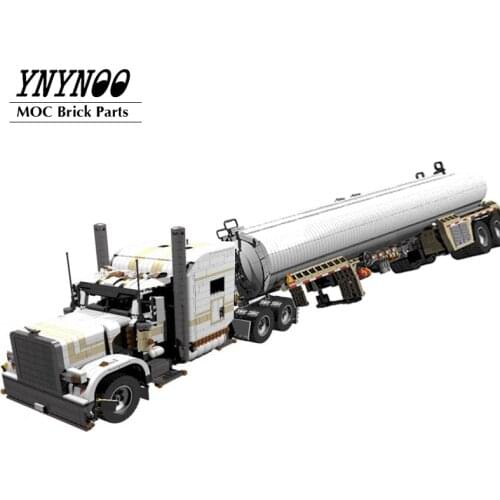 NEW Technical Peterbilt-389 with Ultra Sleeper Matched 1:17 Fuel Trailer for Semi Truck MOC Building Block Bricks DIY Toys Gifts