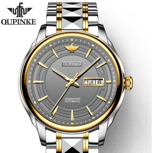 OUPINKE Fashion Wrist Watch Men Automatic Tourbillon Tungsten Steel Waterproof Business Mechanical Watches Relogio Masculino