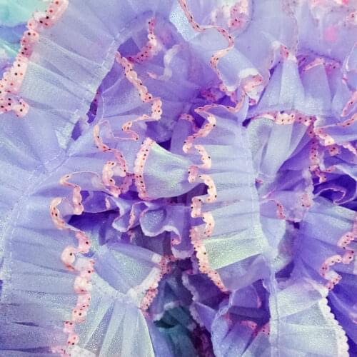 Pleated Tulle Lace Fabric Folded Applique Guipure DIY Handcrafts Wedding Decoration Pink Dot Lace Trim Trimmings For Sewing RT14