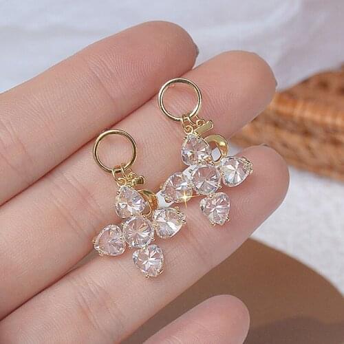 Luxurious 14K Real Gold Exquisite Shine Zircon Cross Earring for Women Bling Transparent Zirconia Orecchini Bizuteria Jewelry