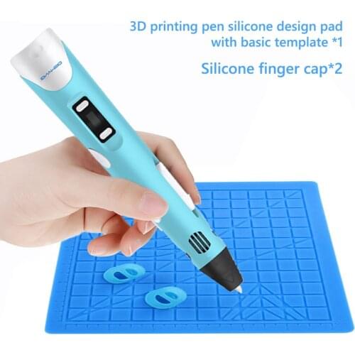 3D Printing Pen Silicone Mat with Basic Template with 2 Silicone Finger Caps 3D Pen Drawing Tools for Kids and 3D Pen Artists