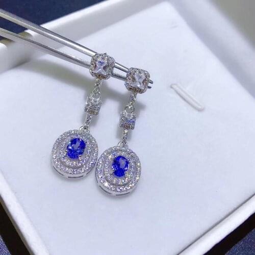 Natural tanzanite stud earrings, beautiful colors, 925 silver exquisite craftsmanship, latest design