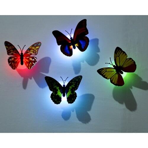 LED Light Night Atmosphere Lamp with Colorful Changing Butterfly Indoor Light with Suction Pad Home Party Desk Wall Decor