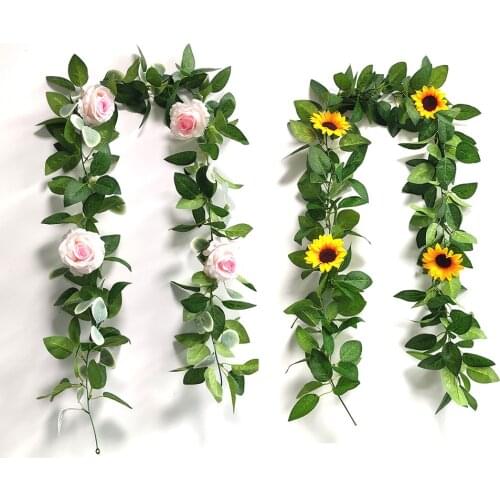 Spring Artificial Rattan Flower Green Leaves Rattan 180cm Plants Rattan Plastic Rattan Home Wall Decor Artificial Plants