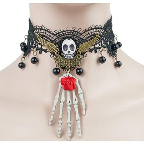 YiYaoFa Lace Choker Cobweb Halloween Necklace for Women Accessories Halloween Jewelry Statement Necklace Lady Party Jewelry Y534
