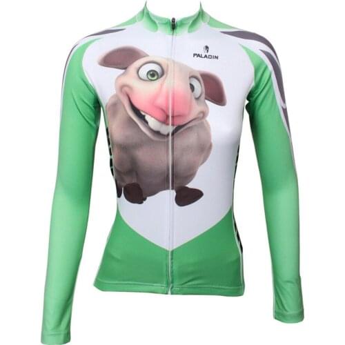 Lovely 3D lamb long sleeved mountain bike jerseys plus size jersey dirt bike green color for womens