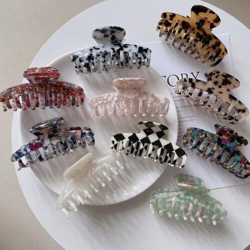 2021 New INS Korean Accetate Print Acrylic Hairpins Hair Clip Crab Hair Claws Clamp For Women Hair Accessories Headdress