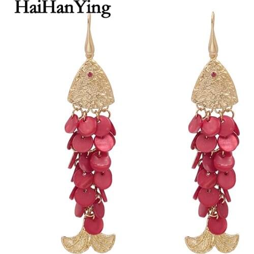 Sequins Handmade Fish-shaped Womens Earrings Exaggerated Animal Ethnic Style Earrings Luxury Jewelry Fashion Statement