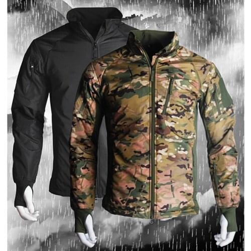 Winter Outdoor Soft Shell Waterproof Jacket Camo Hooded Jacket Skiing Tactical Hunting Hiking Jacket Men Fleece Jacket