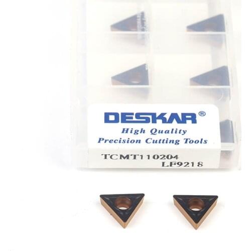 10pcs DESKAR TCMT110204 LF9218 TCMT110208 LF9218 Two-Color Coating Carbide Cutting Inserts CNC Lathe Turning Tool Used For Steel