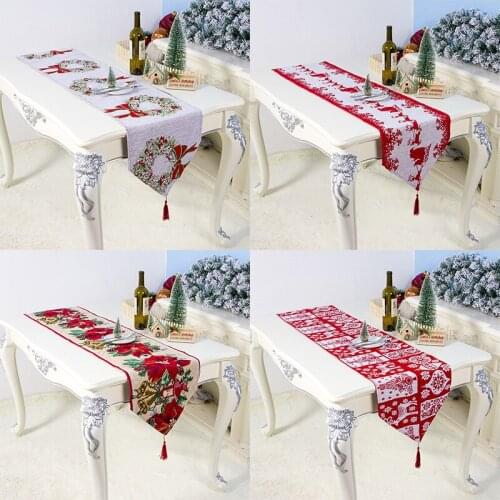 180*35CM ChristmasTable Runner Mat Tablecloth Xmas Flag Home Party Decoration Deer Table Runners decoracion de mesa navidad