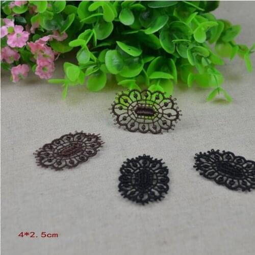 50 Pieces Embroidered Coffee Lace Applique Trim For DIY Garment Shoes Headdress Decoration 4*2.5cm