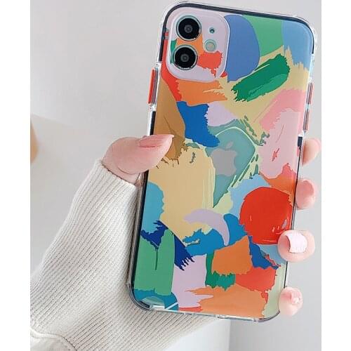 Retro Artistic Graffiti Phone Case For iPhone 11 12 Pro Max X XR XS Max 7 8 Plus SE2 Colorful Clear Soft Shockproof Bumper Coque