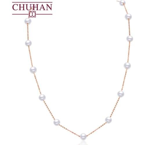 CHUAHN Natural Freshwater Pearl Necklace Fashion and Elegant 18K Gold Chain For Girlfriend For Mother Gift Fine Jewelry