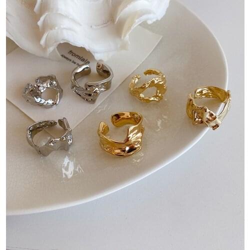French Retro Irregular Metal Opening Ring Female Modern Joker-Assorted Minority Temperament Food Ring Cool Agitation Ring