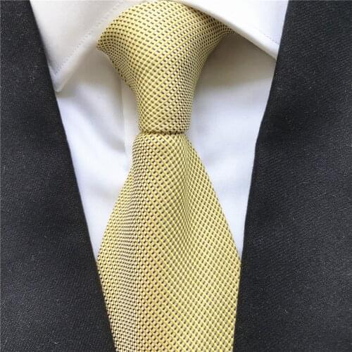 10 cm Width New Design Mens Ties Jacquard Woven Neck Tie Fashion Yellow Neckties with Grids