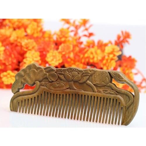 Handmade Lotus Sandalwood Wide Tooth Wood Comb Smooth Comfortable Hair Comb