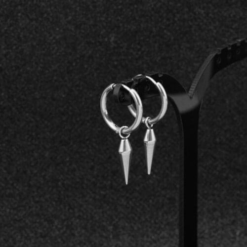 Hip-Hop Cone Studs Earrings for Men Him Stainless Steel Ears Fashion Punk Geometric Jewelry