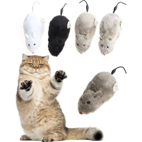 RC Toy Wireless Winding Mechanism Mouse Cat Toy For Cat Dog Pet Trick Playing Toy Plush Rat Mechanical Motion Rats Random Color