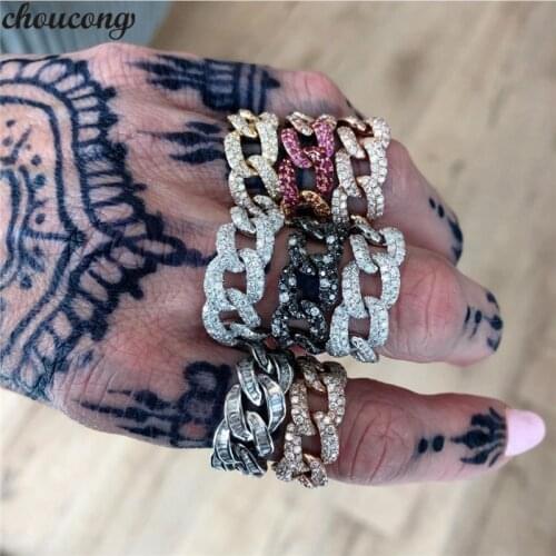Choucong Hiphop Rings for women men Charm 925 Sterling silver Cross Band AAAAA Cubic Zircon Iced Out RING Fashion Rock Jewelry