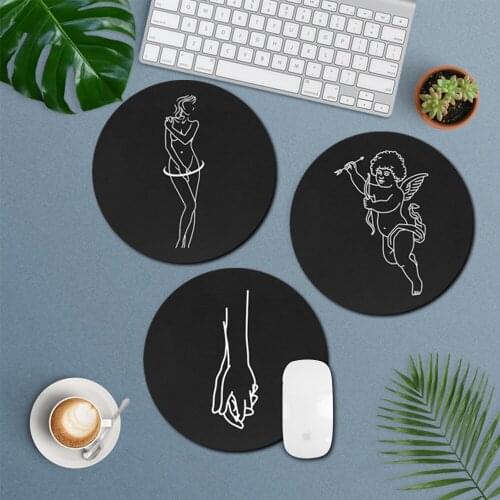 Round Mouse Mat Gaming Mouse Pad for PC Laptop Notebook 22x22cm Gamer Desk Pad Leather Waterproof Mouse Pad