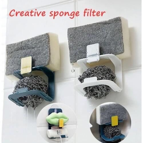 Kitchen Plastic Suction Cup Sink Drain Rack Sponge Storage Drying Holder Soap Stand Dish Cloth Shelf Home Storage Organizer