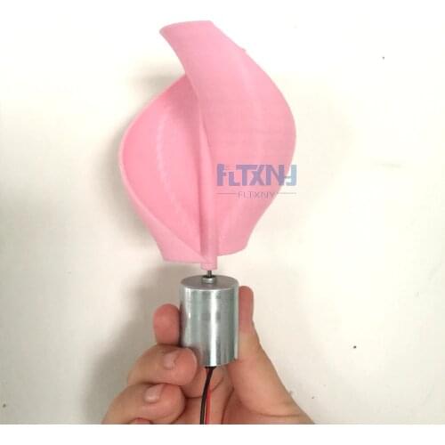DC Micro Motor Small LED lights Vertical Axis Wind Turbine Generator Blades full set DIY wind generator windmill pink color