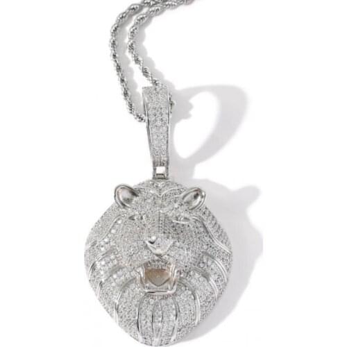 Fashion Personality Trend High-Quality Animal Lion Head Hip Hop Pendant Necklaces for Men Creativity Two-Color Pendant Jewelry