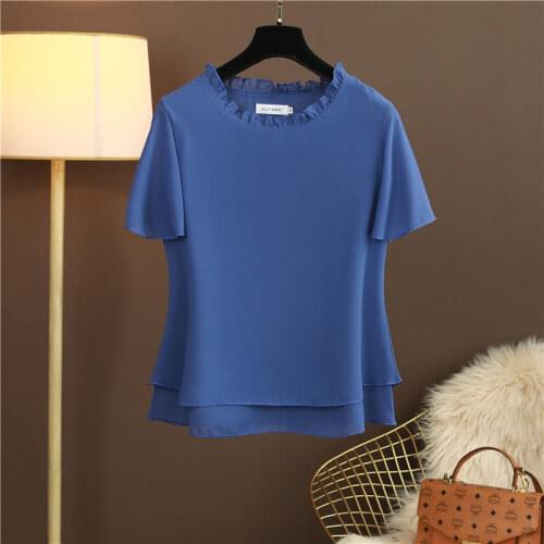 MOYISU Women clothing Chiffon Blouses Plus size L-6XL 2021 New Summer Short sleeve Shirts Loose Casual Top Blusa de talla grande