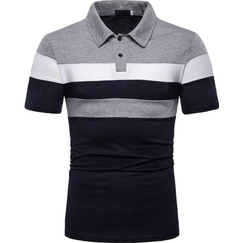 Men NEW Summer Short Sleeve Polo Shirt Men Fashion Shirts Casual Slim Striped Color Business Mens Polo Shirts Mens Clothing