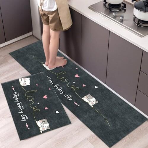 Fashionable Simple Nordic StyleWaterproof Kitchen Floor Mat Household Carpet Long Strip Door Mat Modern Home Decor