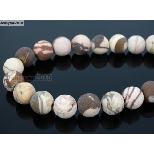 Natural Matte Brown Zebra 10mm Frosted Gems stones Round Ball Loose Spacer Beads 15'' 5 Strands/ Pack
