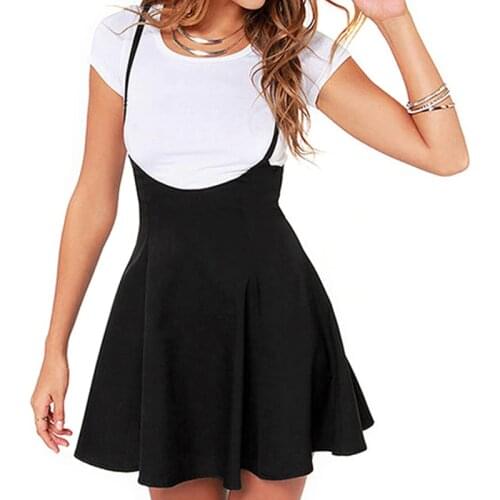 New Fashion Womens Pleated Suspender Skirt Brace Bandage Mini Skater Worthy