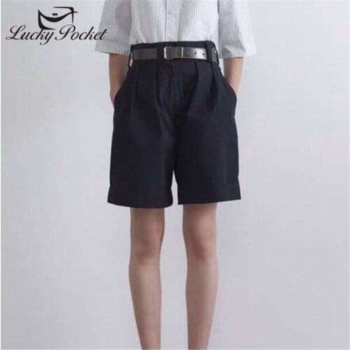 2020 New Summer Women Black Slim Straight Cotton Shorts Ladies White Safari Style Fashion Shorts Female Brand Casual Shorts ZM44
