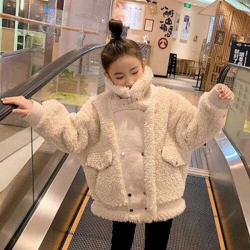 New 2021 Winter Girls Thick Jackets Kids Velvet Warm Stand Collar Long Sleeve Coats Baby Casual Clothes Children Outerwear D156