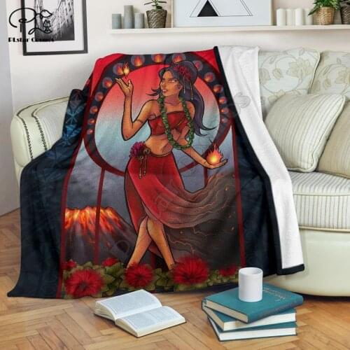 Pele Hawaiian Girl Polynesian Style Blanket 3D print Sherpa Blanket on Bed Home Textiles Dreamlike HOME ACCESSORIES