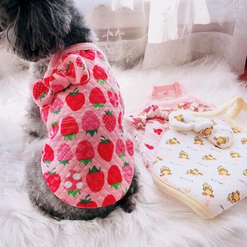 Dog Clothes Winter Pet Clothing Cute Bowknot Camisole Dog Vest Hoodies Coat Outfit Cat Puppy Yorkie Clothing Small Dog Costumes