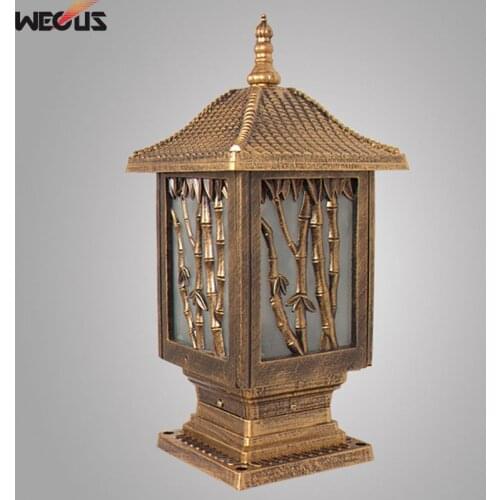 Outdoor garden style waterproof column head lights, garden lights, Bamboo wall lights