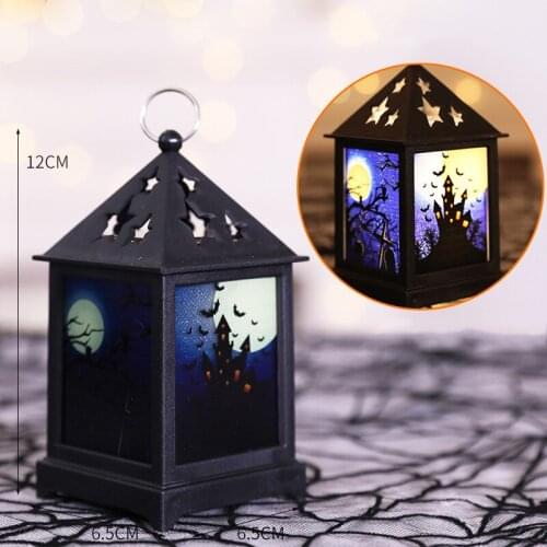 Portable Halloween Small Oil Lamp Pendant Ornaments Witch Pumpkin Ghost Led Light Led Candle Home Halloween Party Supplies