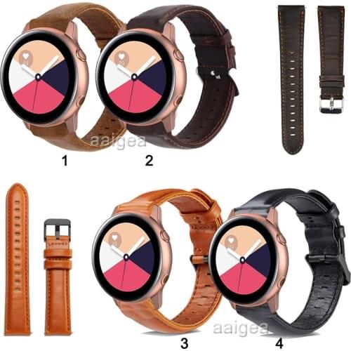 20mm 22mm Replacement Band Genuine Leather Strap for Samsung Galaxy Watch Active 2 40mm 44mm for Watch3 41mm Strap Bands