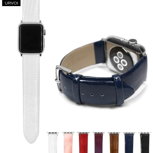 URVOI band for Apple Watch strap for iwatch series 6 SE 5 4 3 2 1 genuine leather lizards pattern pin buckle oil paint 40 44mm