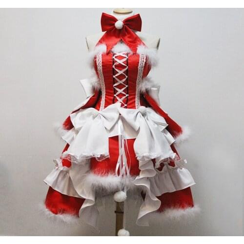 Christmas Women Girl Winter Lovely Bow Back Red Maid Party Cosplay Costume lolita Dress custom made
