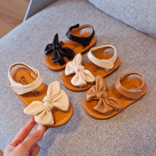 Girls Sandals 2021 Summer New Children Casual Shoes Korean Baby Bowknot Soft Bottom Fashion New Non-slip Princess Shoes Sandals