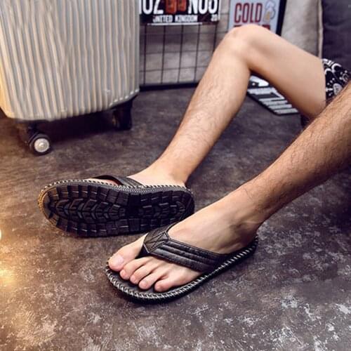 Mens Flip Flops Sandals Casual Thong Sandals Non-Slip Slippers Retro Style Casual Beach Soft Bottom PU Sandals Beach Slippers