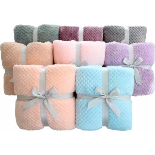 Super Soft Solid Color Kids Bed Spread Pink Blue Furry Plaid Baby Blanket Fleece Baby Swaddle Receiving Blanket Pet Cushion