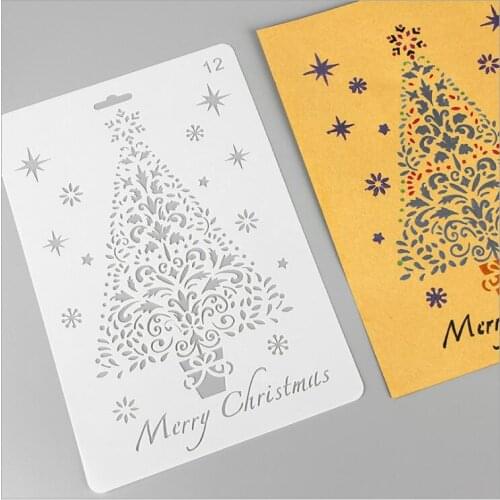 ENO Greeting Christmas Tree Stencil Template Christams Card Making Stencil For DIY Scrapbooking Background Stencil Sheet