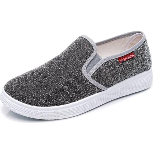 Womens shoes spring new Korean wild casual canvas shoes lazy one pedal single shoes female bright cloth breathable wear-resista