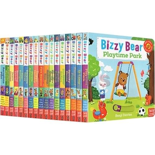Scholastic Bizzy Bear 17 Books/set, English Board Book, Children Early Educational Picture Story, Flap Book, for 2-6 Years Kids