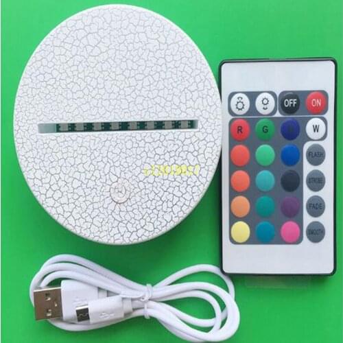 USB Cable Lamp RGB Crackle Lighted Base for 3D Night Light LED Display Touch Switch IR Remote 7 Color Novelty Lighting